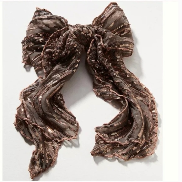 Metallic Bow Sequin Boho Chic Party Elegant Hipster Hippie Classy Barrette Clip - Picture 1 of 2